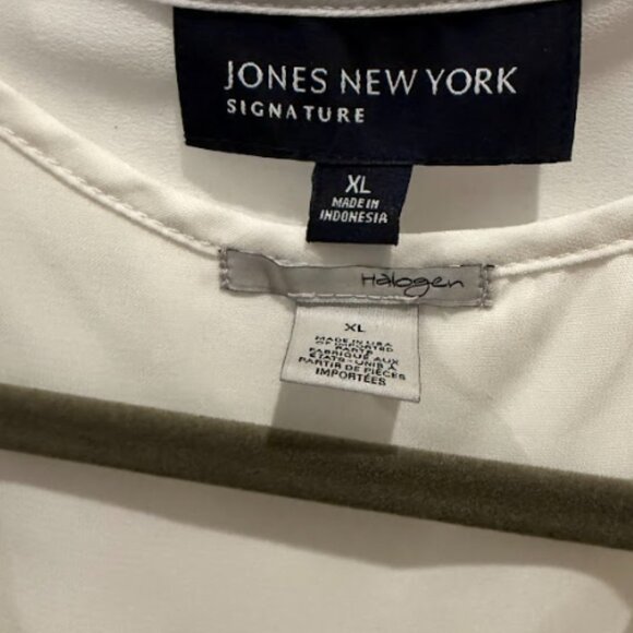 Jones New York XL Swiss Dot Blouse Tank Two Piece White Layered Top - Picture 3 of 3